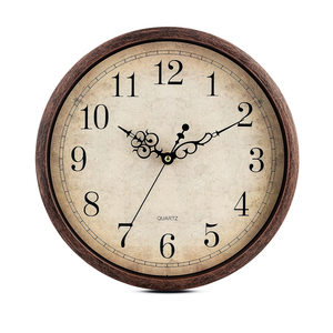 Bernhard Products Vintage Brown Wall Clock Silent Non Ticking 17 Inch Quality Quartz Battery Operated Round Decorative Easy to Read for Home Kitchen Living/Dining Room Bedroom Office Classroom School