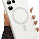 Magnetic case for Samsung Galaxy S24 Ultra Phone Case for Women/Men, Matte Luxury Soft Metallic Luster Design with Camera Lens Protector, Shockproof Anti-Scratch Phone Case 6.8" -White