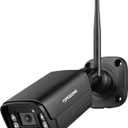 ONVIF WiFi Bullet Camera Outdoor for Home Security, 1080P IP Surveillance House Cameras, 65ft Night Vision, Humanoid Detection, 2- Way Audio SD Card Network Port Waterproof Metal (Black)