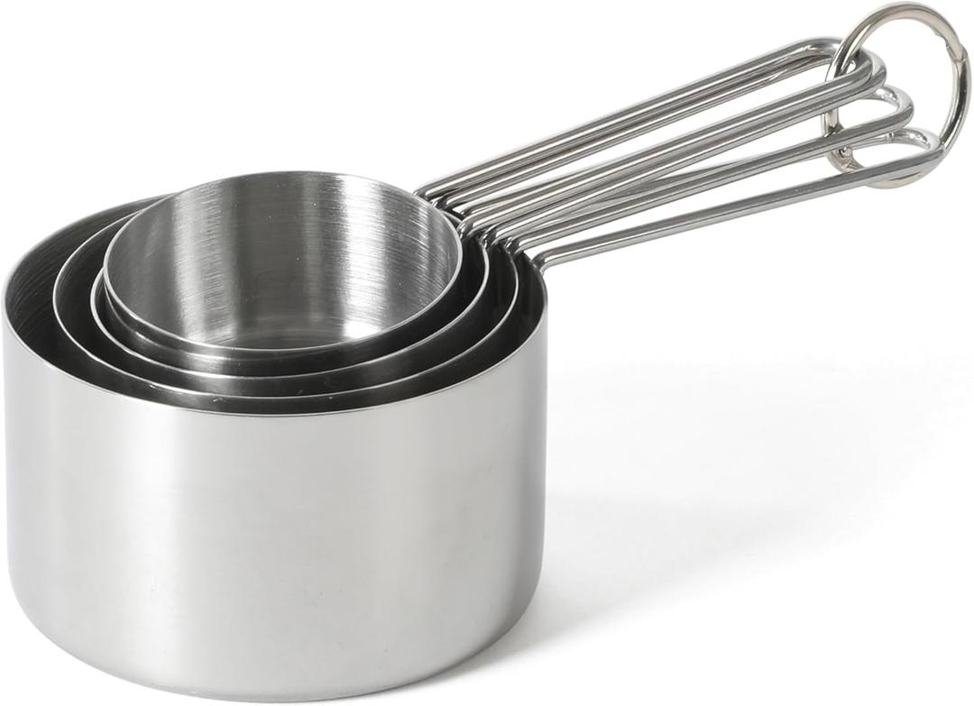 Martha Stewart Richburn 4-Piece Stainless Steel Measuring Cups Set  Durable and Accurate Kitchen Measuring Tools for Baking and Cooking (Silver)
