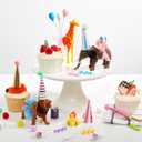 Gemscream 39 Pcs Safari Animal Cake Toppers Party Cake Animal Decorations Jungle Figures with Hats Mini Balloons for Wild Zoo Theme Party Birthday