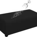 Easy-Going 100% Dual Waterproof Stretch Ottoman Cover Rectangle Folding Storage Stool Furniture Protector Soft Slipcover for Living Room with Elastic Bottom (XX Large, Black)