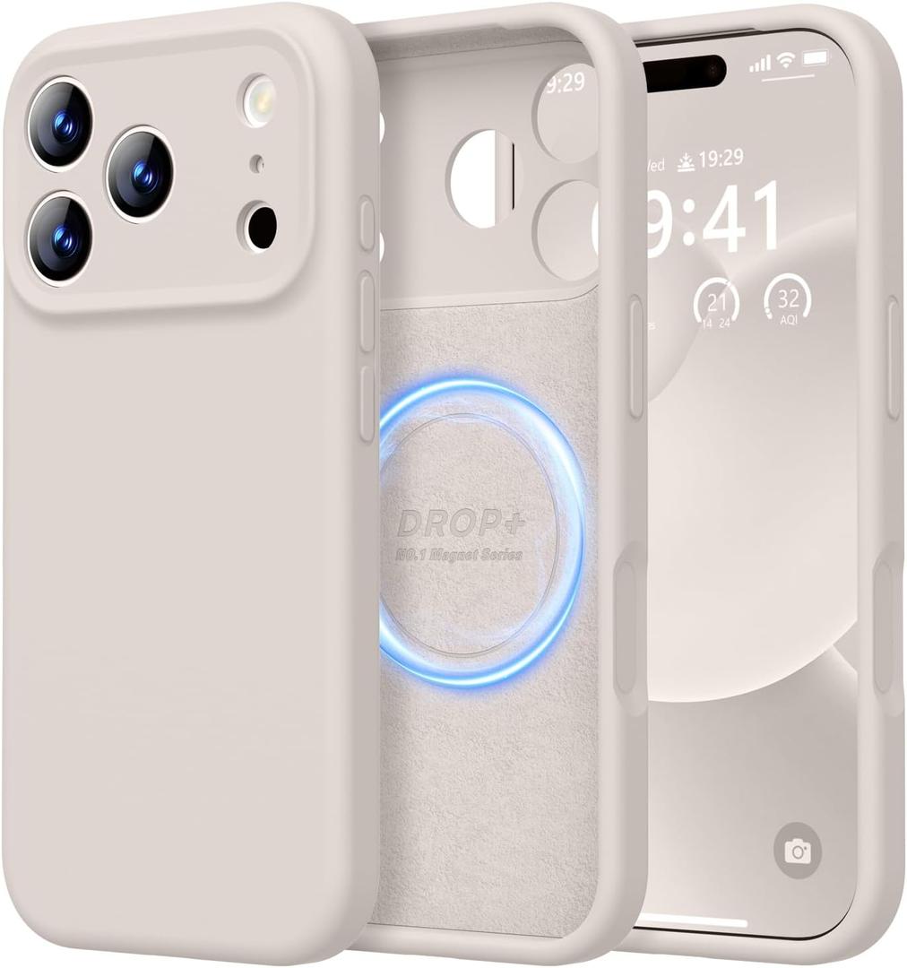 LOVE 3000 Designed for iPhone 17 Pro Case, Premium Silicone [Compatible with Magsafe][Soft Anti-Scratch Microfiber Lining] Shockproof Protective Phone Case for Men Women 6.3", Stone