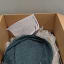 VASAGLE LILEA Collection - Small Round Side End Table, Modern Nightstand with Fabric Basket, Ebony Black and Turquoise Blue ULET223B56