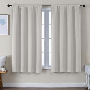 Simplebrand Ava Natural Blackout Curtains for Bedroom 63 Inch Length 2 Panels Set, Solid Thermal Insulated Privacy Living Room Window Treatment Curtains Blackout Drapes, W50 x L63 Inch