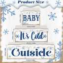 3 Pcs Winter Let It Snow Tiered Tray Decor Table Sign Winter Theme Wood Decorations Centerpiece Decor for Party Gift Desk(Snow Style)