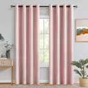 MIULEE Light Pink Room Darkening Curtains Thermal Insulated Drapes Solid Window Treatment Set Grommet Top Light Blocking Blackout Curtain for Living Room/Bedroom 2 Panels 52 x 84 inch Baby Pink