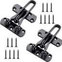 2 Pack Swing Bar Lock Swing Bar Door Lock Front Door Locks for Kids Home Security Door Guard Door Reinforcement Lock Latch for Swing-in Doors, Hotel Door Latches, Black