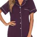 Aamikast Button Up Pajama Set for Women Shorts Short Sleeve Knit Sleepwear 2 Pice Pjs Sets (XXL)