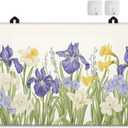 Watercolor Iris Flower Glass Top Stove Cover Protector,Spring Floral Stove Top Covers for Electric Stove,Washable Heat Resistant Cooktop Mat Anti-Slip Range Covers, 28 x 20 Inch