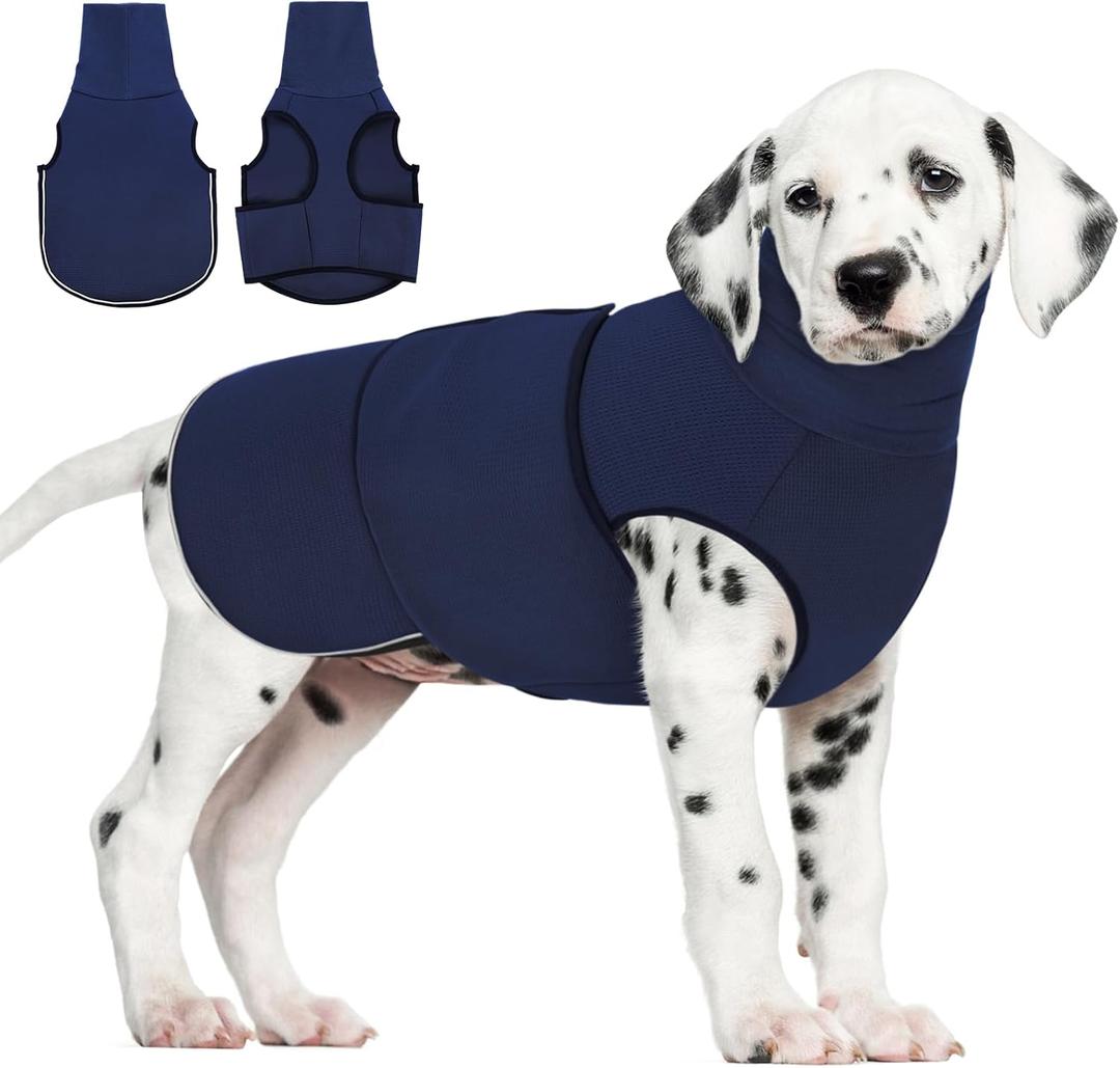 AOFITEE Dog Anxiety Calming Hoodie, Thunder Jacket for Dogs Anxiety, Breathable Calming Shirt for Fireworks, Thunder, Travel, Separation, Pet Hoodies for Noise Block & Ear Protection, XS (Navy Blue)
