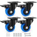 Casters Wheel 3 Inch Set of 4, 1200 Lbs Heavy Duty Casters, Safety Dual Locking Industrial Swivel Top Plate Casters Wheels for Furniture and Workbench Cart(2 Spanners and Free Screws)