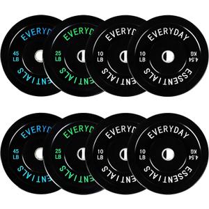 Fitvids Olympic Bumper Plates Set – 2" Weight Plates for Strength Training & Weightlifting – Set: 180 lbs – Black