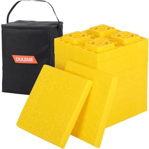 OULEME 12 Pack RV Leveling Blocks, Stackable Jack Blocks, Interlocking Leveling Pads with Carrying Bag, for Camper Travel Trailer (Yellow)