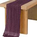Ling's Moment 14Ft Deep Purple Gauze Sheer Table Runner Cheesecloth Table Runner for Wedding Party Bridal Shower(Deep Purple, 14ft x 35")