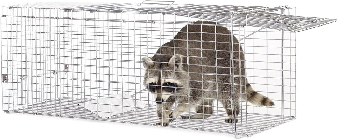 Animal Traps,Live Animal Trap for Cats,Raccoons,Rabbits,cat Trap for Stray Cats,Live Traps for Raccoons,Steel Foldable with Pedal Triggers (37.2 x 13 x 14.37 inches)