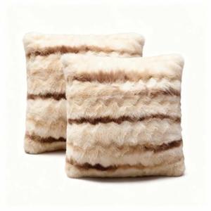 ZYFZCLBL Faux Fur Cushion Cover, Square Solid Cushion Pillowcase Decorative Pillow Cover Luxury Soft Cozy Fluffy Pillow Covers for Bed/Couch, Pack of 2, 22" x 22" Inch, Brown Print