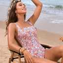 YIMISAN Women's One Piece Swimsuit Square Neck Sporty Ruched Slimming Monokini High Cut Tummy Control Bathing Suit (M)
