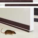 Gisafai 2 Pcs 36 Inches Metal Door Draft Stopper, Door Sweep, Mouse Stopper, Mice Seal Strip, Aluminum, Noise Blocker, Keep Rodents and Pests Out, Enhanced Weather Sealing, Easy to Install, Brown