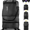LUGGEX Travel Duffel Bags, Expandable Collapsible Luggage with Spinner Wheels, Lightweight, without Telescopic Handle, Large Capacity Suitcases with Wheel for Men Women (Black, 55L-113L)