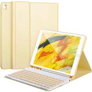 Keyboard Case for iPad 9/8/7th Gen 10.2,Case with Keyboard ipad 10.2 inch,Keyboard for iPad 9th Gen,Bluetooth Keyboard for iPad 10.2,iPad Keyboard Case 9th Gen with Pencil Holder (Yellow)
