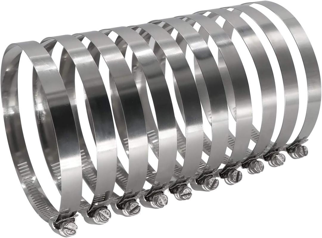 ROADFORMER 5" Worm Gear Hose Clamp - SAE 80 Size, Full Stainless Steel with 1/2" Band Width, Working Range 116mm - 140mm Hose Clamps,10 Pack