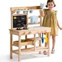 ROBUD Mud Kitchen for Kids Outdoor, Wooden Outdoor Play Kitchen, Kids Mud Kitchen with Removable Sink & Faucet, Outdoor Toys for Children Ages 3+ Years, WG429
