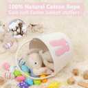 2 x CubesLand Easter Basket for Girls Kids, Adorable Bunny Basket for Easter Egg Hunts, Soft & Safe Babys First Easter Basket, Sturdy Cotton Rope Empty Gift Basket, Festive Dcor- Pink-Large