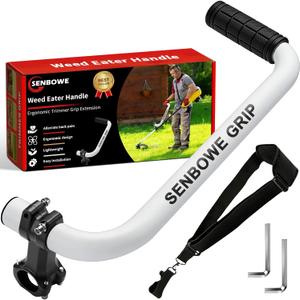 Weed Eater Handle, Ergonomic String Trimmer Grip Extension Back Saver,with Adjustable Shoulder Strap, -Universal Weedeater Handle for Lawn Care, Landscaping, Grass,Trimming (White)