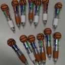 Basketball Party Favors Basketball Pens Mini Multicolor Pen in One Cute Fun 4-in-1 Pens Bulk Cool Ballpoint Pen for Birthday Gifts Teacher Supplies (Basketball, 24)