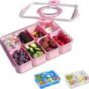 Snackle Box Container, 8 Compartment Divided Serving Tray with Lid and Handle, Snack Box Container for Candy, Detachable and Easy to Clean Fruit Candy Box Party Entertaining Picnic