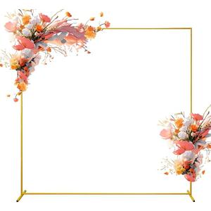 Xizlapu 6.6FTx6.6FT Wedding Arch Backdrop Stand Square Gold Metal Balloon Arch Frame for Ceremony Anniversary Garden Arbor Outdoor Baby Shower Photo Booth Photo Booth Background