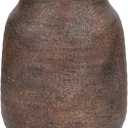 Briful Rustic Ceramic Vase 7 Tall  Handcrafted Vintage Pottery Flower Vase with Distressed White-Wash Finish  Farmhouse Decorative Accent for Table, Shelf, Mantel (Not Watertight), Brown