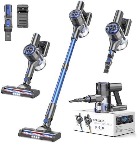 Comvtu Cordless Vacuums, 80,000PRM Powerful Motor Vacuum Cleaner and 2200mAH Rechargeable Battery up to 35 Mins Worktime, 2 Adjustable Modes, Detachable Parts, Wireless Stick Vacuum (Deep Blue)