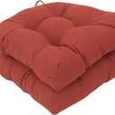 Outdoor Chair Cushions, Outdoor Cushions, Patio Chair Cushions, Indoor Full-Length Ties for Non-Slip Support, Premium Comfortable Thick Fiber, Set of 2 (Red, 17x17 Inch)