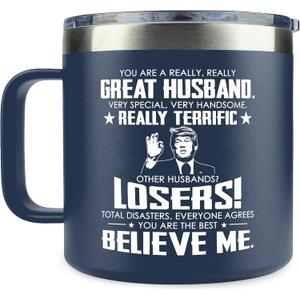 Gifts for Husband - Husband Gifts from Wife - Wedding Anniversary, Birthday, Fathers Day Gift for Him - Love Gift Ideas for Him - 14 Oz Stainless Steel Coffee Mug