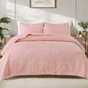 Exclusivo Mezcla 3 Piece Quilts Queen Size Bedding Set, Blush Pink