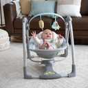 Ingenuity Swing 'n Go 5-Speed Baby Swing - Foldable, Portable, 2 Plush Toys & Sounds, 0-9 Months 6-20 lbs (Hugs & Hoots)