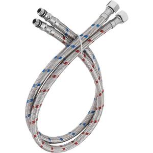 BWE 16-Inch Long Bathroom Kitchen Faucet Connector Braided Stainless Steel Supply Hose 3/8-Inch Female Compression Thread x M10 Male Connector, x 2 Pcs (1 Pair)