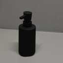 Small Soap Dispenser for Bathroom and Kitchen, Modern Farmhouse Striped Style Plastic Hand Soap Dish Soap Dispenser with Pump Matte Black