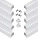 Muzata 10Pack 6.6FT/2M Upgraded Excellent Spotless LED Channel Silver Deeper LED Strip Diffuser Channel with Thicker Milky White Cover No Hot Spots U109 WW 2M