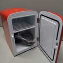 Coca-Cola Classic Coke Bottle 4L Mini Fridge w/ 12V DC and 110V AC Cords, 6 Can Portable Cooler, Personal Travel Refrigerator for Snacks Lunch Drinks Cosmetics, Desk Home Office Dorm, Red