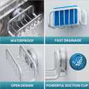 TAILI Sponge Holder for Kitchen Sink with Strong Suction Cup, Rustproof Aluminum Sink Caddy for Sponges, Removable Sponge Holder, Dish Brush for Scraper - Silver