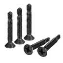 uxcell #12 x 1-1/2" Sheet Metal Screws, 100pcs Black Oxide 410 Stainless Steel Flat Head Phillips Drive Self Drilling Screws