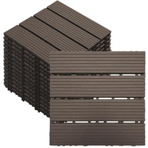 27 PCS 12x12 Inch Interlocking Deck Tiles - Waterproof All-Weather Outdoor Patio Flooring for Pool, Balcony, Backyard, Porch & Garden, Chocolate