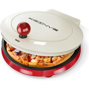 KEINVE 1000W Pizza Maker, 2-in-1 Indoor Griddle and Pizza Cooker, 8.5" 180° Open Nonstick Plate for Quesadilla, Panini, Crepe and More