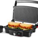 Panini Maker, iSiLER 2 Slice Panini Press Grill, Electric Sandwich Maker Non-Stick Coated Plates, Opens 180 Degrees for Cooking Breakfast Snacks