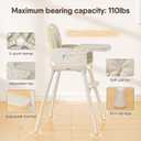Obee Odee 3-in-1 Portable Baby High Chair for Babies and Toddlers, Convertible Easy Clean Infant Foldable Highchair with Adjustable Legs & Dishwasher Safe Tray, Beige