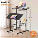 COMHOMA Standing Desk Adjustable Height & Tiltable Tabletop, Portable Stand Up Desk for Laptop, Mobile Folding Desk for Home Office Work and Walking Pad Treadmill, Height 30.7"-46.4", Black