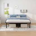 NEW JETO Metal Bed Frame,Queen Size Bed Frame with Storage Space,Heavy Duty Sturdy Mattress Foundation,Easy Assembly,No Box Spring Needed, Black,14 Inch,Queen,Bedroom Furniture